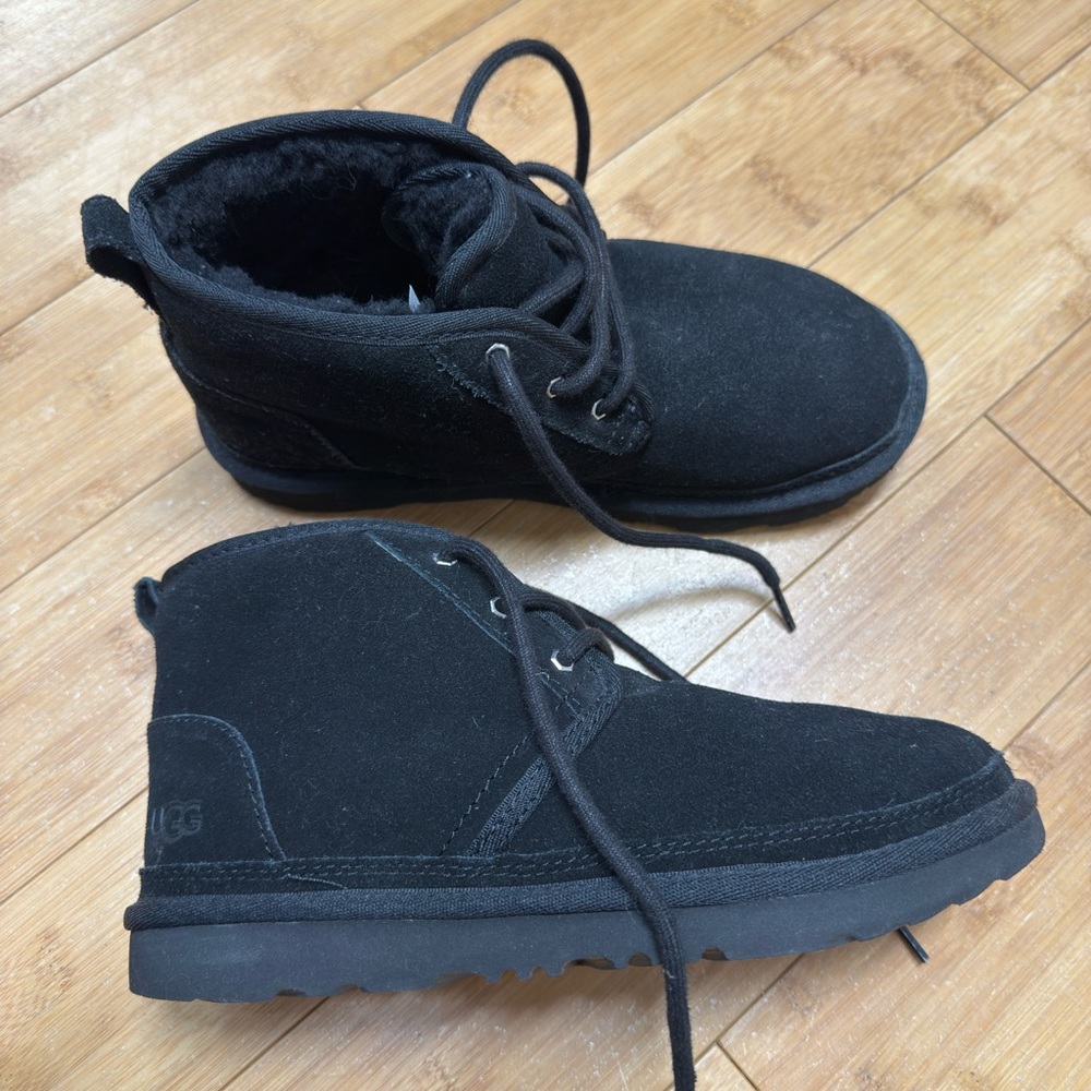 UGG NEUMEL BOOT BLACK SUEDE WOOL LINED CHUKKA SHOE